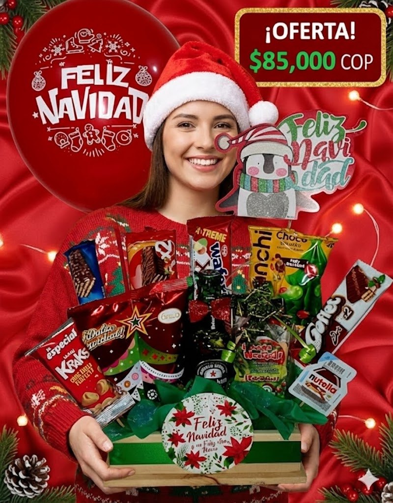Ancheta navideña con cerveza y snacks