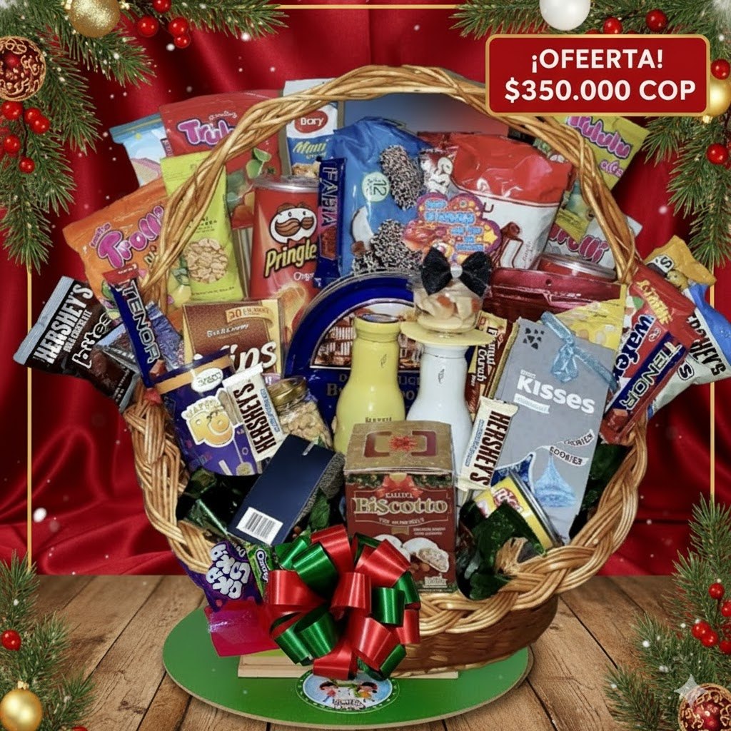 Canasta Navideña de Snacks y Golosinas para Compartir