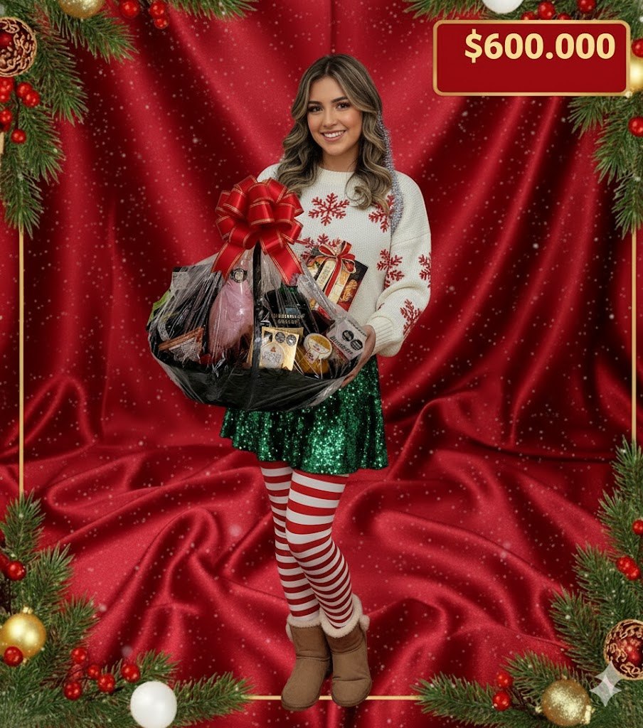 Canasta Navideña de Lujo Grande en Mimbre
